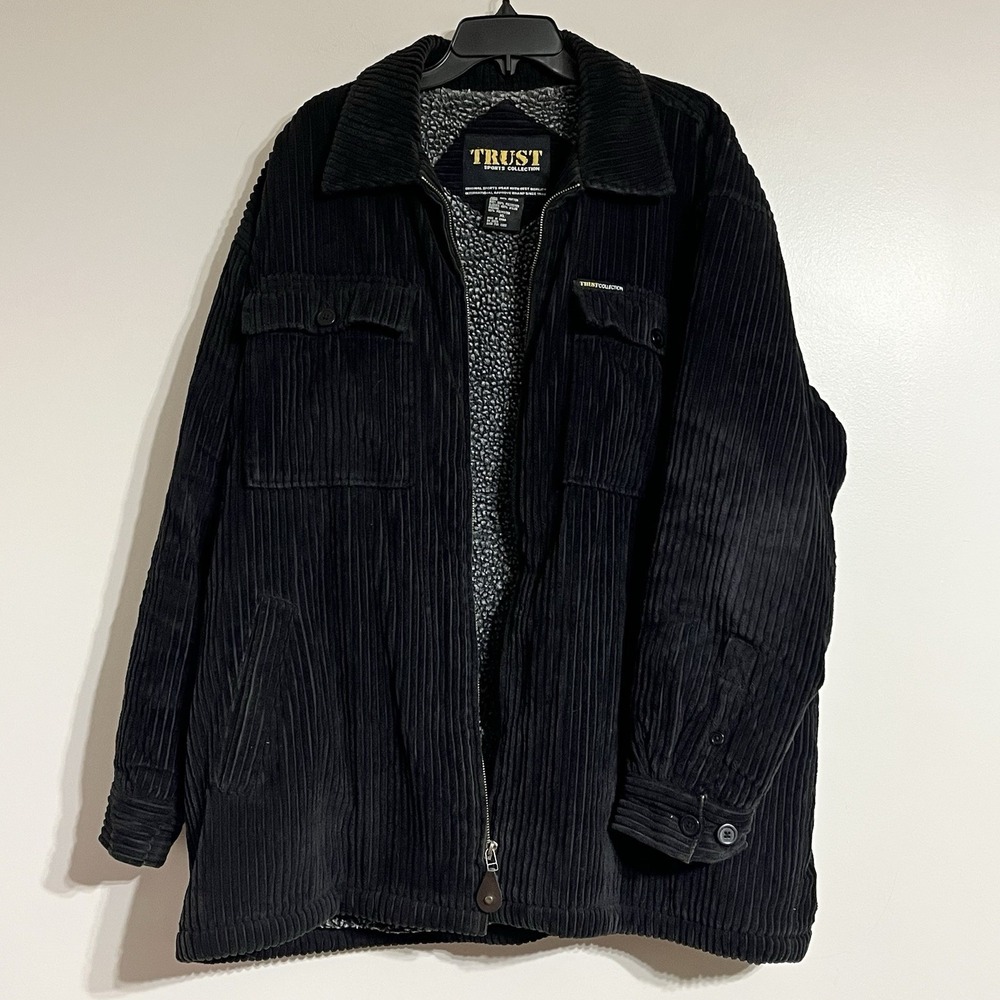 TRUST Sports Collection Corduroy Jacket‎ Full Zip XL Fleece Lined Warm Oversized
